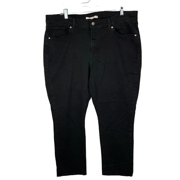 Levi's Classic Straight Size 18 Black Denim Jeans Womens Regular Fit - Picture 1 of 9